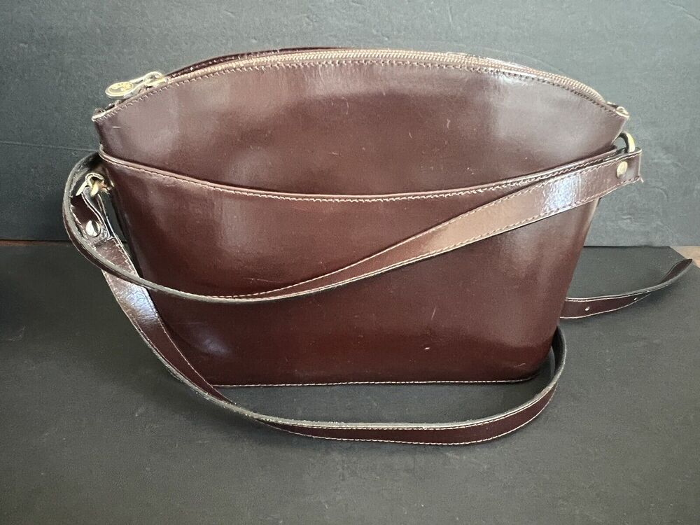 Vintage Designer CRISTIAN Genuine Leather M/I Italy Brown Handbag Purse